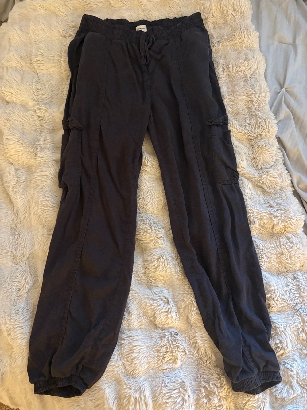 Casual Dark Gray Boho Cargo Jogger Pants